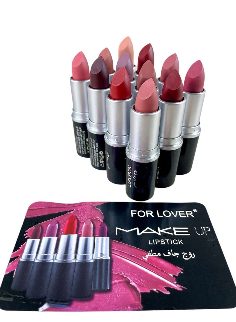 فور لوفر أحمر شفاه جاف مطفي 12 قطعة - Image 2